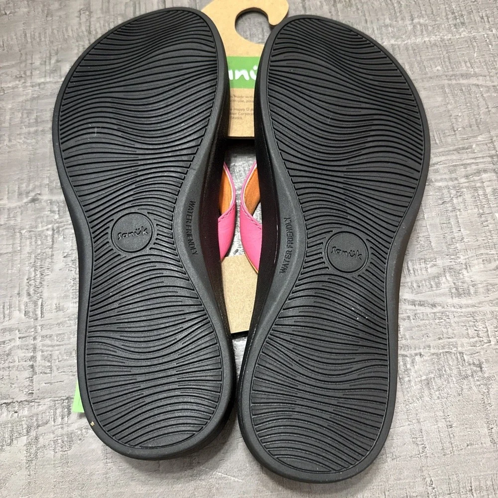 Sanuk Cosmic Shores Yoga Flip Flops Womens Size 8 Pink Orange Water Friendly NWT - Picture 4 of 5